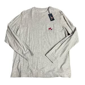 Vineyard Vines Men's Snowboard Whale Long-Sleeve Pocket T-Shirt Large Grey